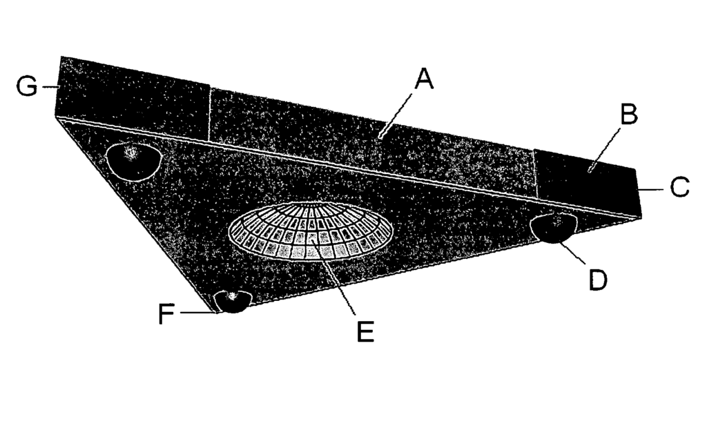 Image from the patent application for the TR-3B showing triangular craft