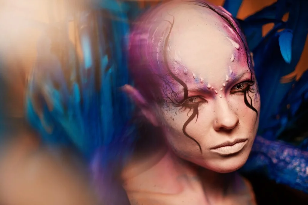 Creative makeup. Woman from space concept.
